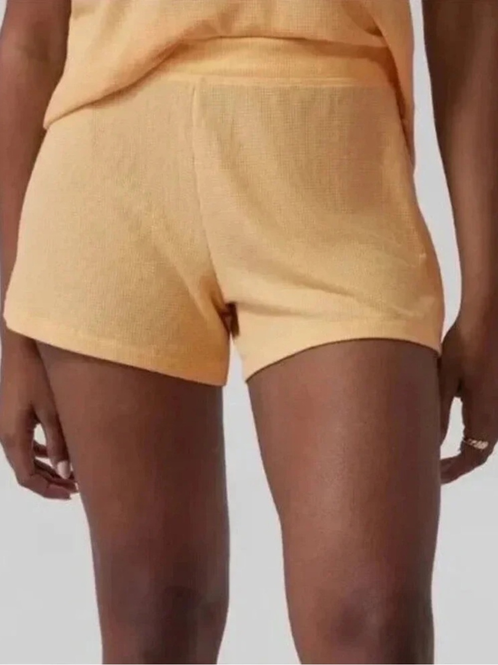 NWT Athleta Yellow Wind Down Sleep Short Large Lounge Pajamas Waffle Knit